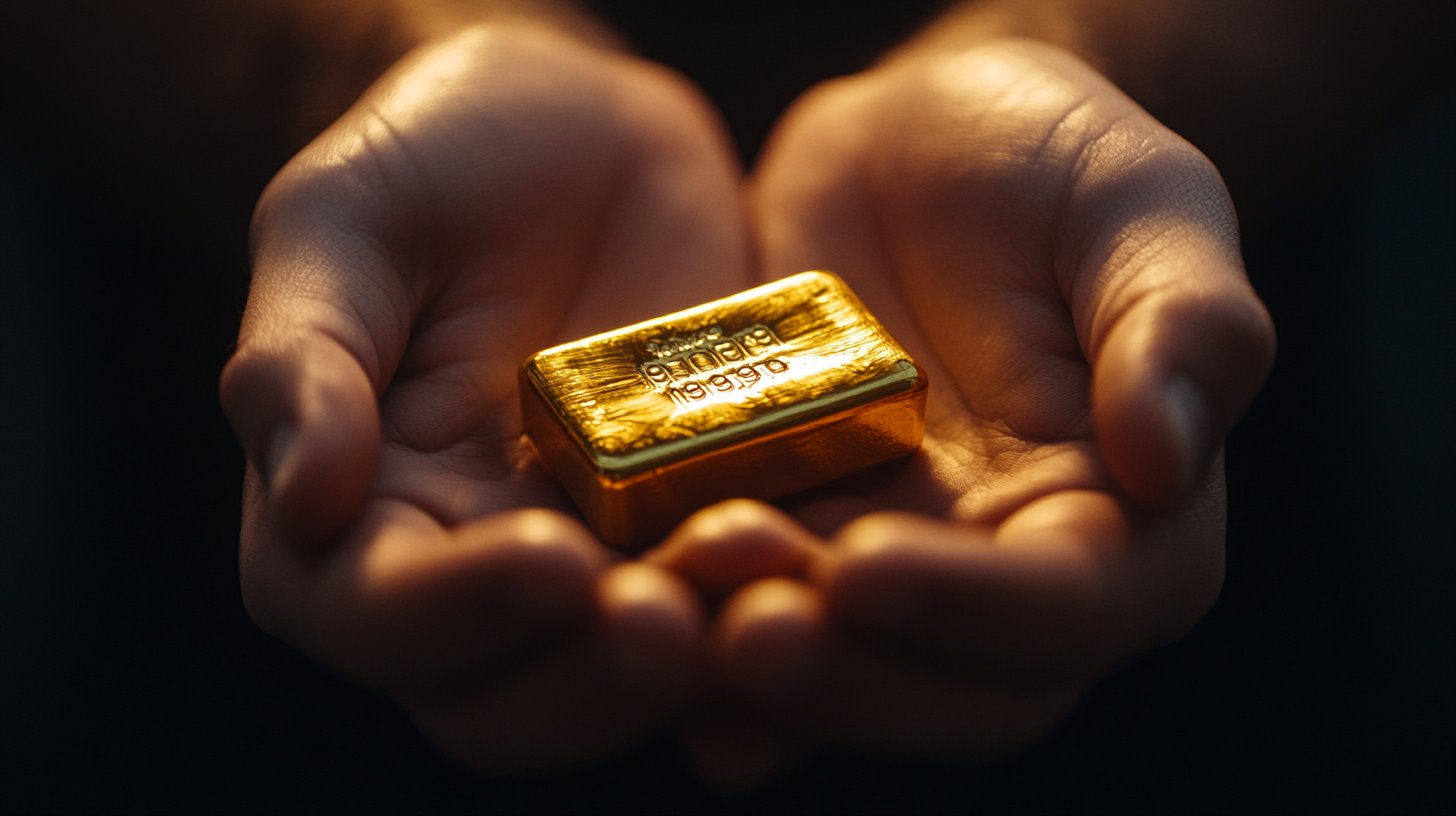 Mains tenant un lingot d'or WinUGold
